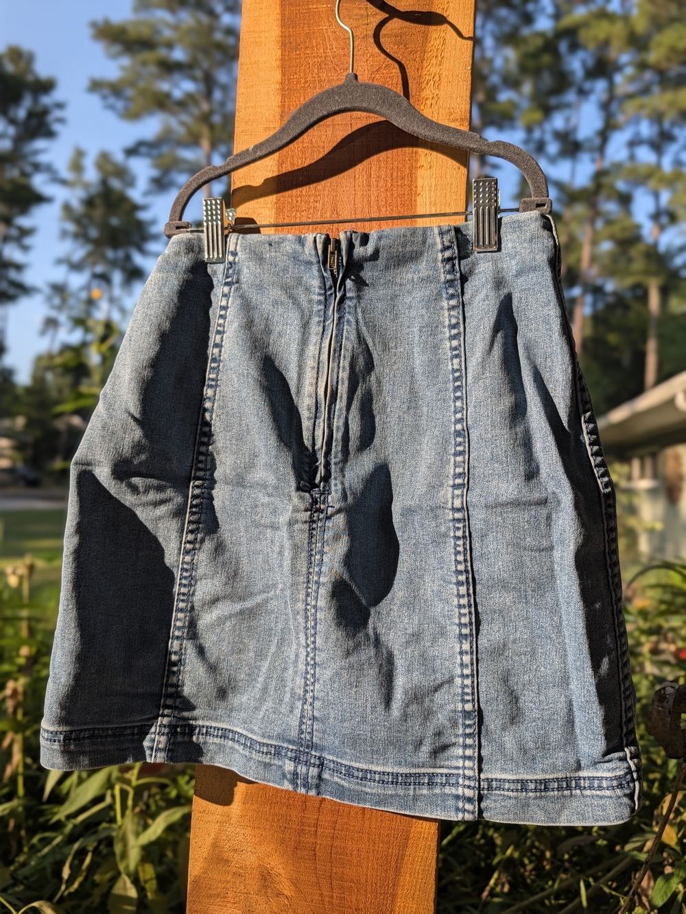 Free People Light Blue Denim Panel Mini Skirt - Picture 2 of 4